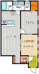多摩都市モノレール 上北台駅 徒歩8分の賃貸アパート 1階1LDKの間取り