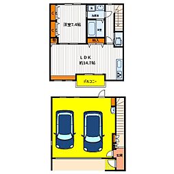 JR青梅線 昭島駅 徒歩18分の賃貸アパート 2階1LDKの間取り