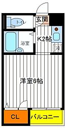 JR中央線 立川駅 徒歩13分の賃貸マンション 4階1Kの間取り