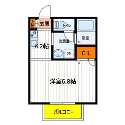 JR青梅線 西立川駅 徒歩8分の賃貸アパート 1階1Kの間取り