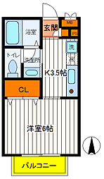 グランメゾン 1Kの間取図画像