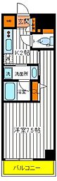 JR中央線 立川駅 徒歩6分の賃貸マンション 8階1Kの間取り