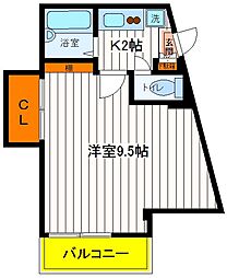 JR中央線 立川駅 徒歩16分の賃貸マンション 1階1Kの間取り