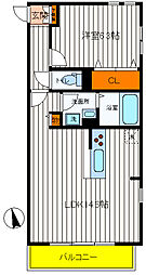 JR中央線 日野駅 徒歩13分の賃貸マンション 3階1LDKの間取り