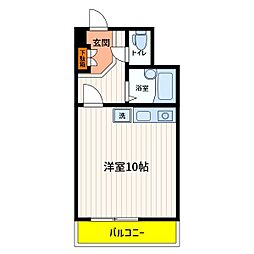 多摩都市モノレール 玉川上水駅 徒歩6分の賃貸マンション 4階ワンルームの間取り