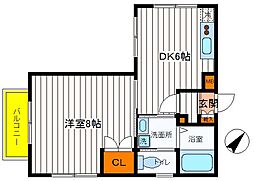 JR中央線 立川駅 徒歩9分の賃貸マンション 3階1DKの間取り