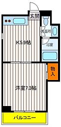 JR中央線 立川駅 徒歩5分の賃貸マンション 5階1DKの間取り