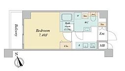 JR中央線 立川駅 徒歩15分の賃貸マンション 4階1Kの間取り