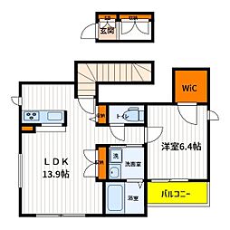 JR中央線 立川駅 徒歩12分の賃貸アパート 2階1LDKの間取り