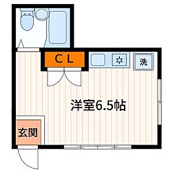 JR中央線 立川駅 徒歩7分の賃貸アパート 2階ワンルームの間取り