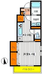 JR中央線 立川駅 徒歩22分の賃貸アパート 1階1Kの間取り