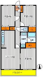 JR中央線 立川駅 徒歩8分の賃貸マンション 4階3LDKの間取り
