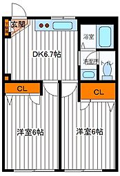 サニーハイム 2DKの間取図画像