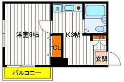 ガーデンヒルズ立川 1Kの間取図画像