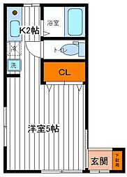 福井荘 1Kの間取図画像