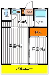 コーポむさしの 2Kの間取図画像