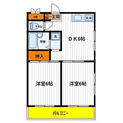 ピースフルマンション 2DKの間取図画像
