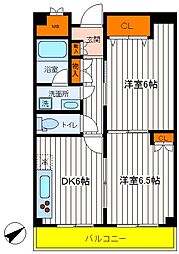 ルート立川マンション 2DKの間取図画像