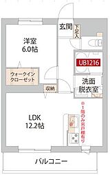カンパーニャ豊田 1LDKの間取図画像