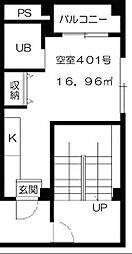 笠井ビル 1Kの間取図画像
