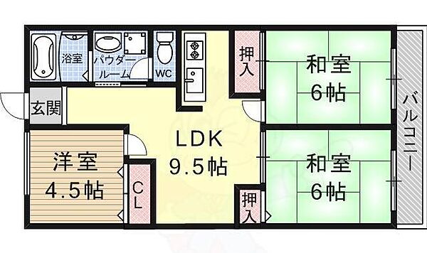 滋賀県大津市馬場３丁目(賃貸マンション3LDK・3階・59.60㎡)の写真 その2