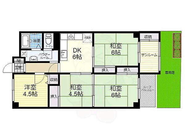 京都府京都市山科区西野離宮町(賃貸マンション4DK・1階・66.66㎡)の写真 その2