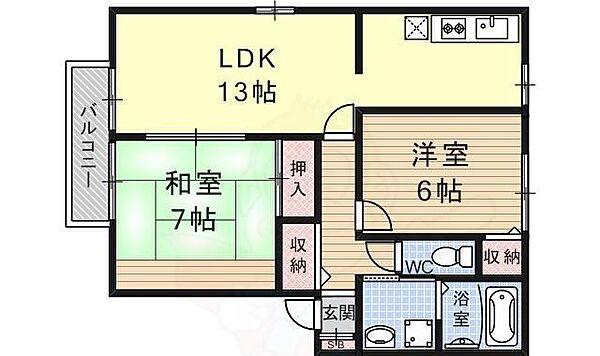 滋賀県大津市今堅田２丁目(賃貸アパート2LDK・2階・60.88㎡)の写真 その2