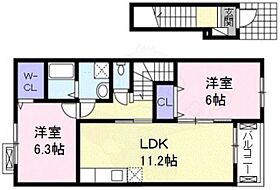 滋賀県大津市園山２丁目（賃貸アパート2LDK・2階・58.33㎡） その2