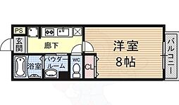 京阪京津線 四宮駅 徒歩5分の賃貸アパート 1階1Kの間取り