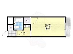 京都地下鉄東西線 椥辻駅 徒歩7分の賃貸マンション 1階1Kの間取り