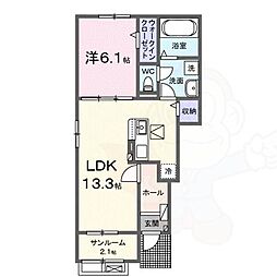 プリムローズ　K 1階1LDKの間取り