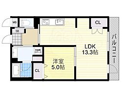 京都地下鉄東西線 椥辻駅 徒歩5分の賃貸マンション 3階1LDKの間取り