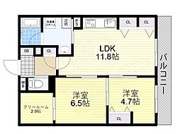 京都地下鉄東西線 椥辻駅 徒歩5分の賃貸マンション 2階2SLDKの間取り