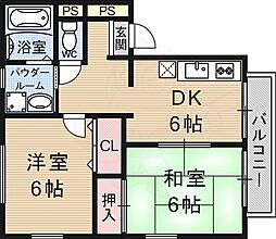 京都地下鉄東西線 御陵駅 徒歩15分の賃貸アパート 2階2DKの間取り