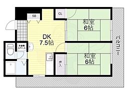 京都地下鉄東西線 醍醐駅 徒歩3分の賃貸マンション 6階3DKの間取り