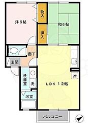 JR東海道・山陽本線 瀬田駅 徒歩15分の賃貸アパート 2階2LDKの間取り