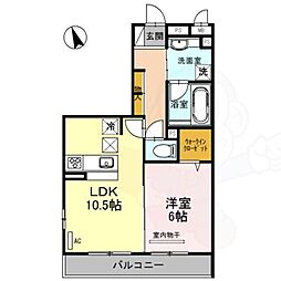 JR奈良線 木幡駅 徒歩10分の賃貸アパート 1階1LDKの間取り