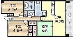 JR東海道・山陽本線 膳所駅 徒歩7分の賃貸マンション 19階3LDKの間取り