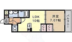 京都地下鉄東西線 椥辻駅 徒歩7分の賃貸マンション 7階1LDKの間取り
