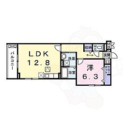 リボーン明誠 1階1LDKの間取り