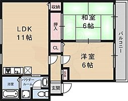 京都地下鉄東西線 醍醐駅 徒歩10分の賃貸アパート 1階2LDKの間取り