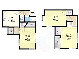 京都地下鉄東西線 椥辻駅 徒歩9分の賃貸一戸建て 2階3DKの間取り