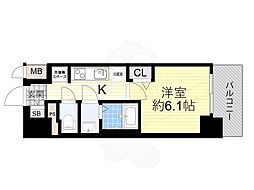 プレサンス大津京町ベルリーヴァ 8階1Kの間取り