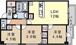 京都地下鉄東西線 東野駅 徒歩5分の賃貸マンション 4階2SLDKの間取り