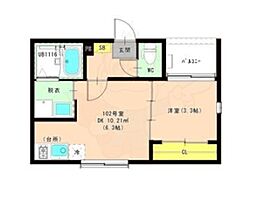 京都地下鉄東西線 東野駅 徒歩9分の賃貸アパート 3階1DKの間取り