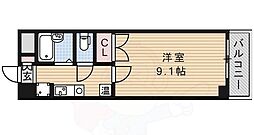 京都地下鉄東西線 山科駅 徒歩3分の賃貸マンション 2階1Kの間取り