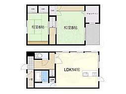 京阪石山坂本線 錦駅 徒歩7分の賃貸一戸建て 1階2LDKの間取り