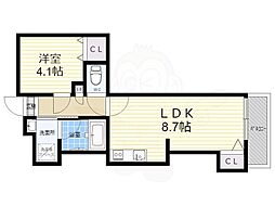 京都地下鉄東西線 小野駅 徒歩2分の賃貸マンション 2階1LDKの間取り