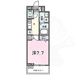 アビィ ロード 2階1Kの間取り