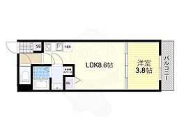 JR東海道・山陽本線 山科駅 徒歩10分の賃貸マンション 1階1LDKの間取り